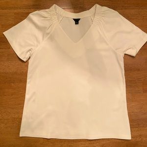 Ann Taylor Small Cream Short Sleeve Top